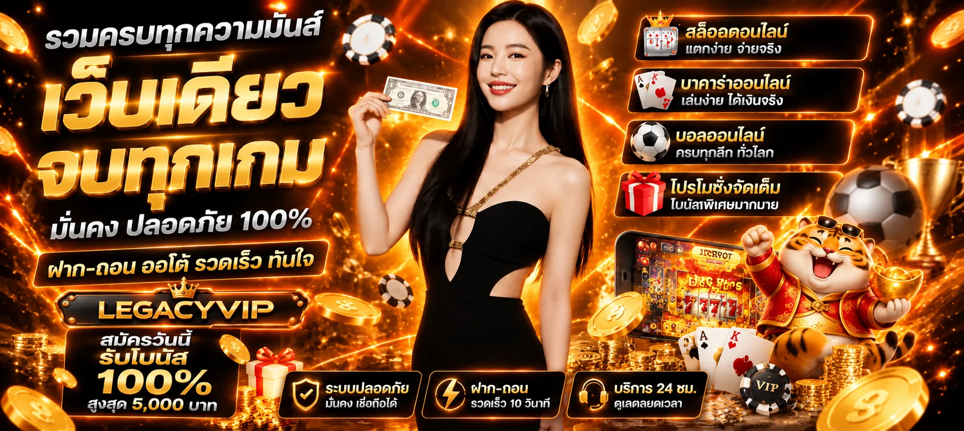 ภาพรวมเกมสล็อต คาสิโน กีฬา และบริการของ LEGACYVIP